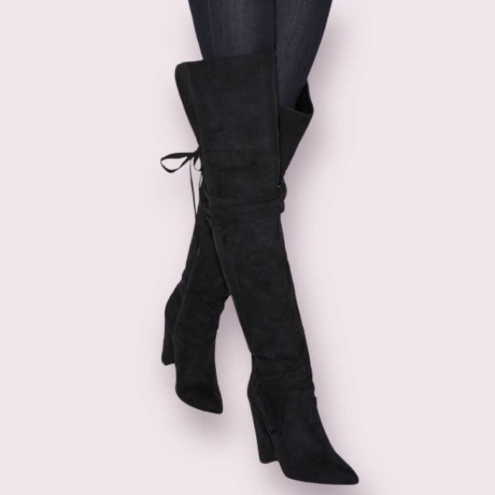 ShoeDazzle Reese Thigh-High Boot in Black